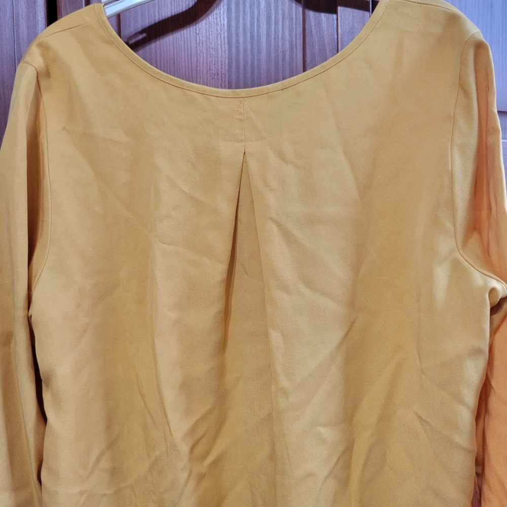 Soft Surroundings Yellow Lyocell Button Up V Neck Long Sleeve Tunic | Small - Picture 6 of 10